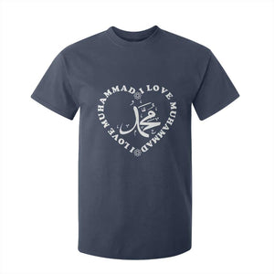 I Love Muhammad T Shirt For Kid Musliam Identity Peace Pride Islamic Calligraphy TS02 Navy Print Your Wear