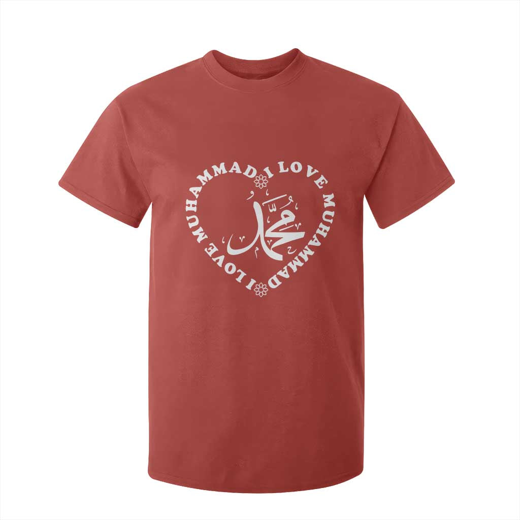 I Love Muhammad T Shirt For Kid Musliam Identity Peace Pride Islamic Calligraphy TS02 Red Print Your Wear