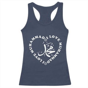 I Love Muhammad Racerback Tank Top Musliam Identity Peace Pride Islamic Calligraphy TS02 Navy Print Your Wear