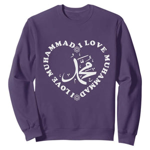 I Love Muhammad Sweatshirt Musliam Identity Peace Pride Islamic Calligraphy TS02 Purple Print Your Wear