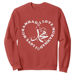 I Love Muhammad Sweatshirt Musliam Identity Peace Pride Islamic Calligraphy TS02 Red Print Your Wear