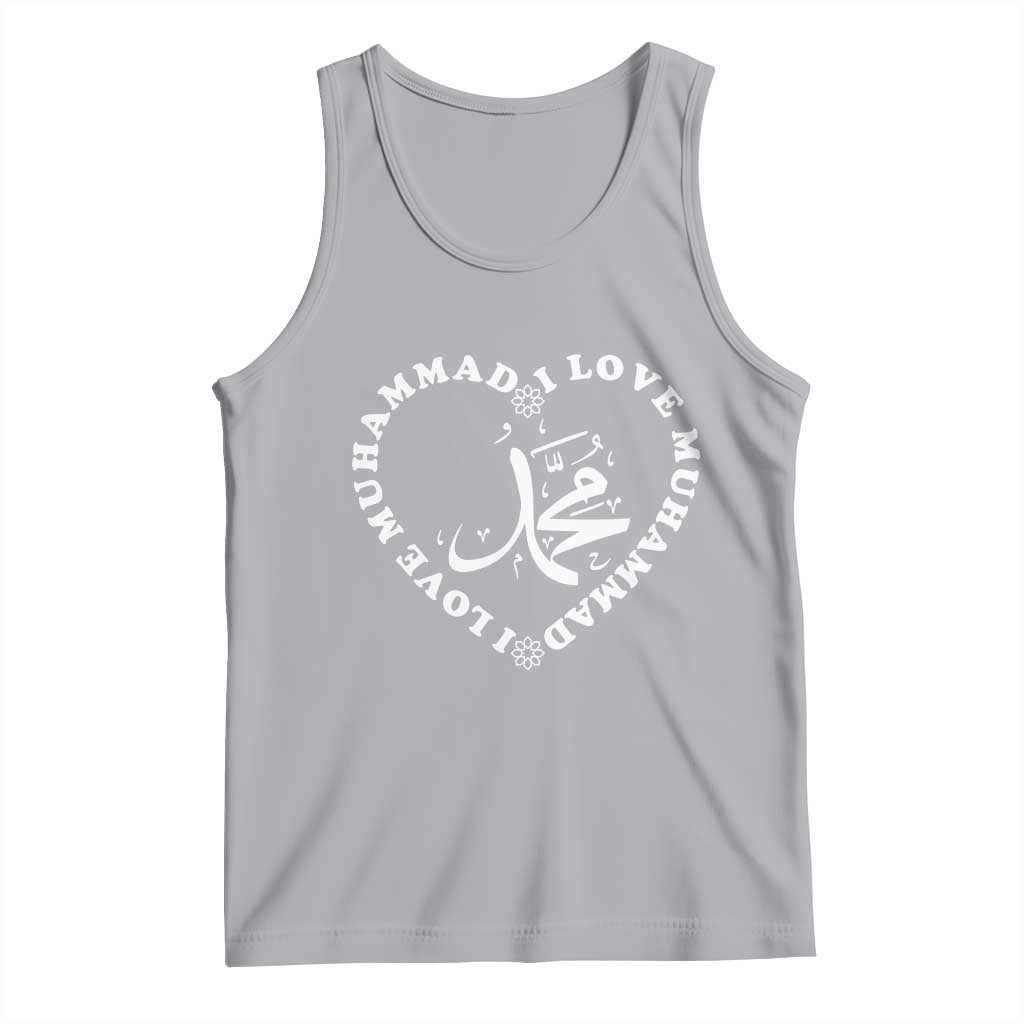 I Love Muhammad Tank Top Musliam Identity Peace Pride Islamic Calligraphy TS02 Athletic Heather Print Your Wear