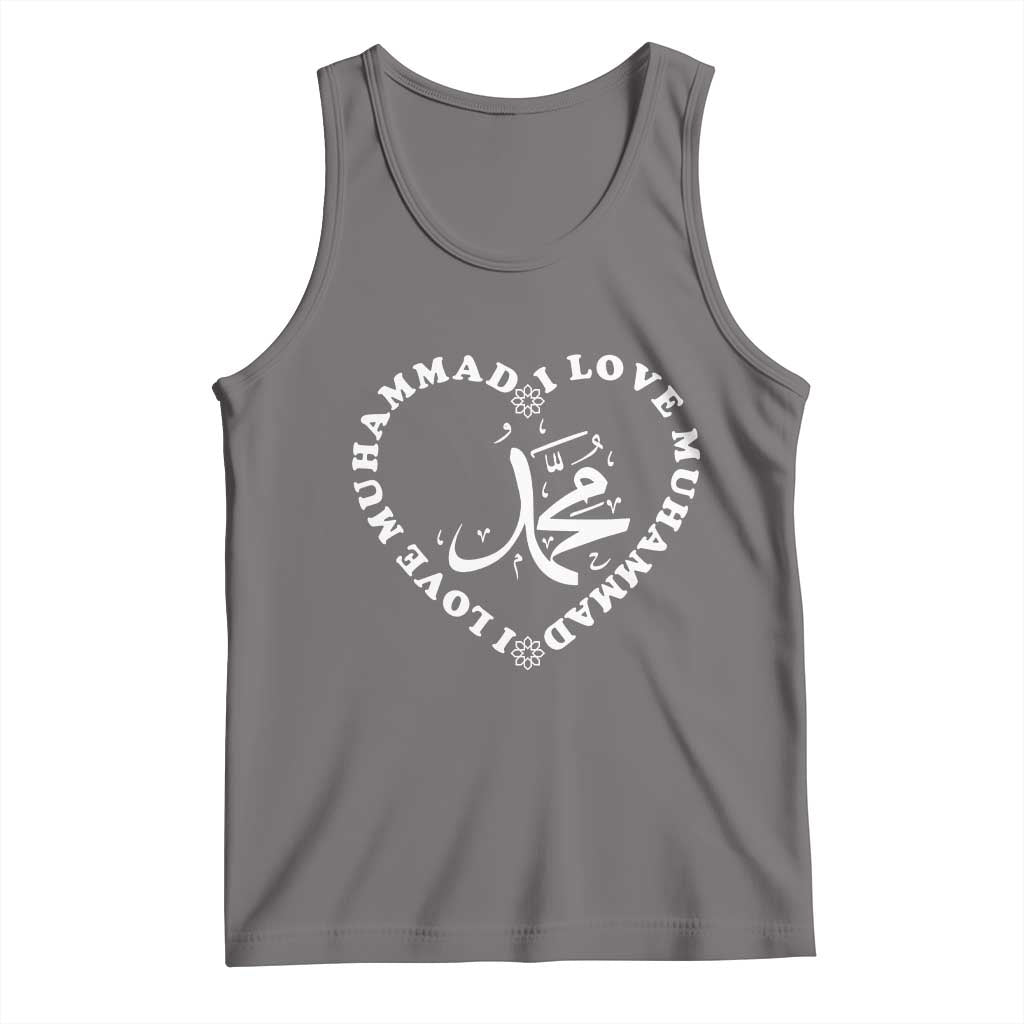 I Love Muhammad Tank Top Musliam Identity Peace Pride Islamic Calligraphy TS02 Deep Heather Print Your Wear