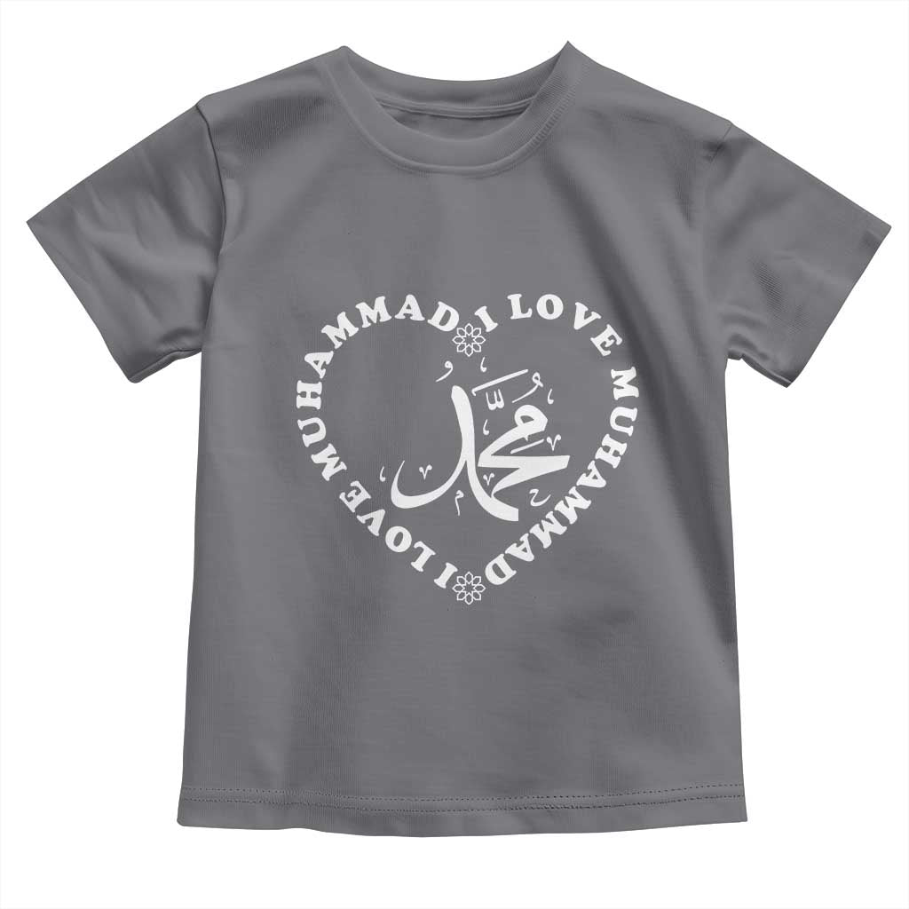 I Love Muhammad Toddler T Shirt Musliam Identity Peace Pride Islamic Calligraphy TS02 Charcoal Print Your Wear