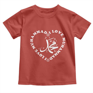 I Love Muhammad Toddler T Shirt Musliam Identity Peace Pride Islamic Calligraphy TS02 Red Print Your Wear