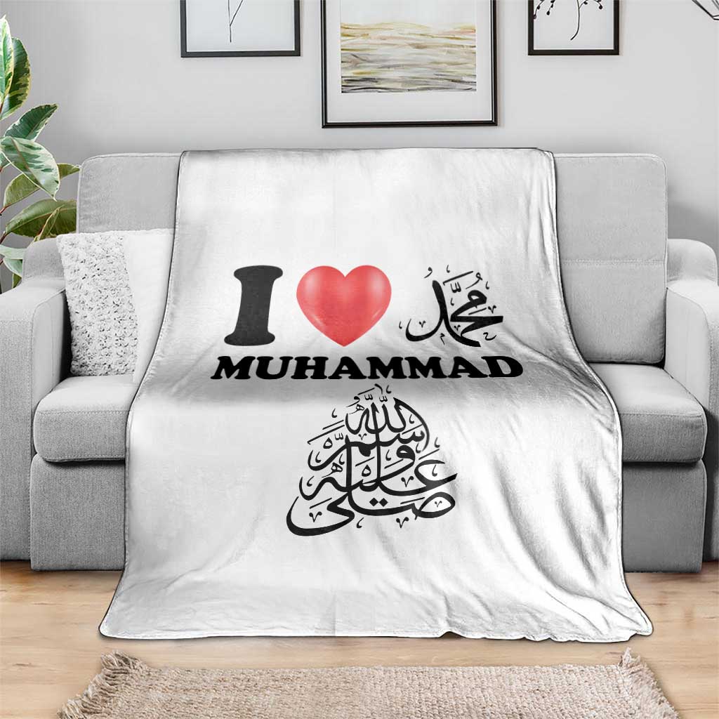 I Love Muhammad Throw Blanket Musliam Identity Faith Peace Pride Islamic Calligraphy TS02 Print Your Wear
