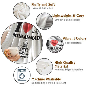 I Love Muhammad Throw Blanket Musliam Identity Faith Peace Pride Islamic Calligraphy TS02 Print Your Wear