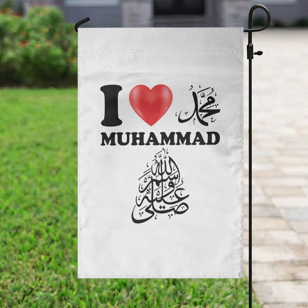 I Love Muhammad Garden Flag Musliam Identity Faith Peace Pride Islamic Calligraphy TS02 Print Your Wear