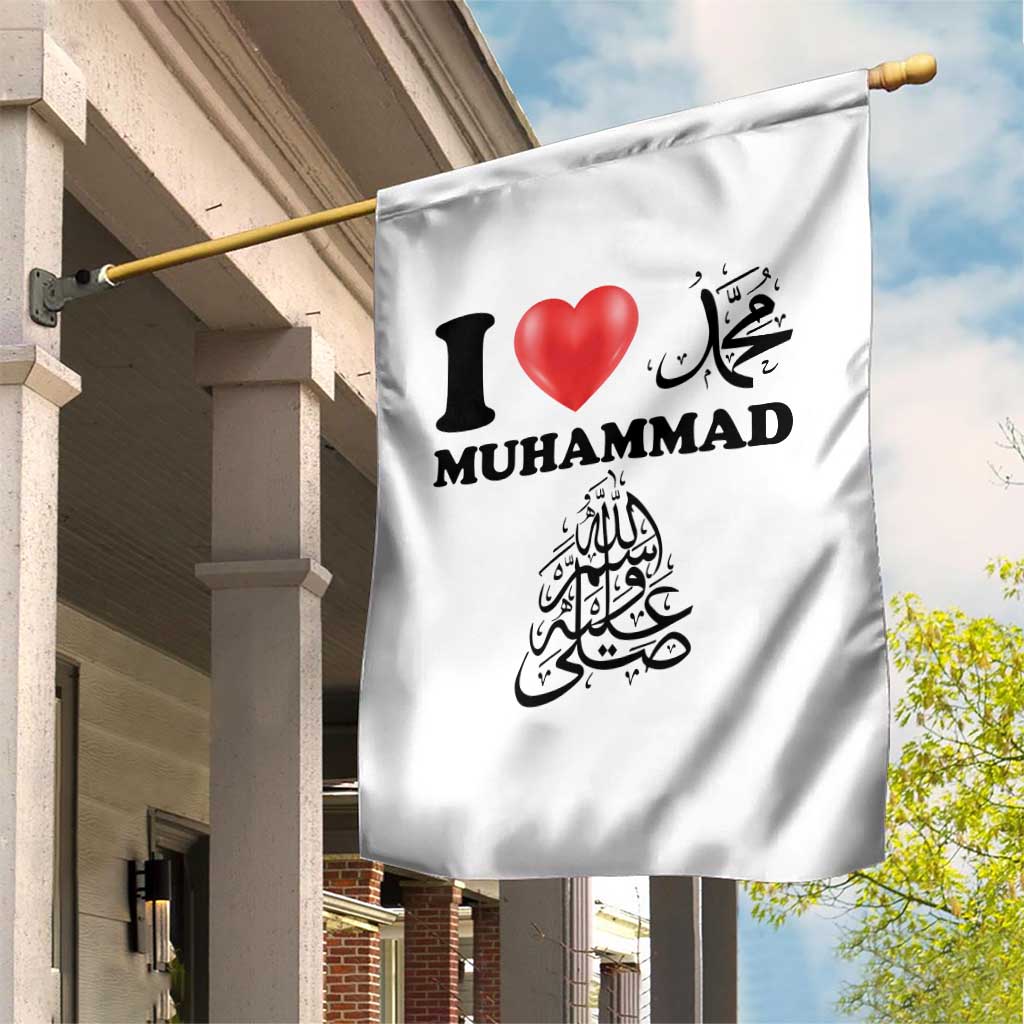 I Love Muhammad Garden Flag Musliam Identity Faith Peace Pride Islamic Calligraphy TS02 Print Your Wear