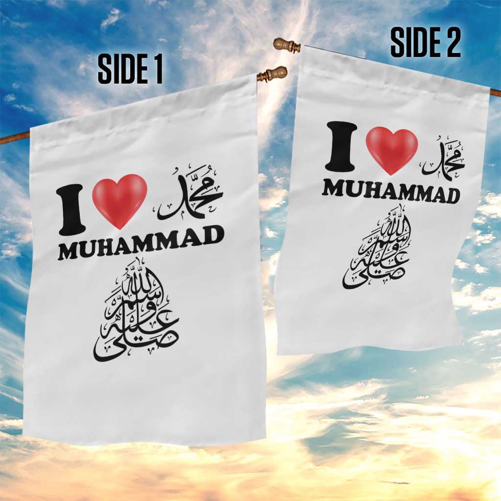 I Love Muhammad Garden Flag Musliam Identity Faith Peace Pride Islamic Calligraphy TS02 Print Your Wear