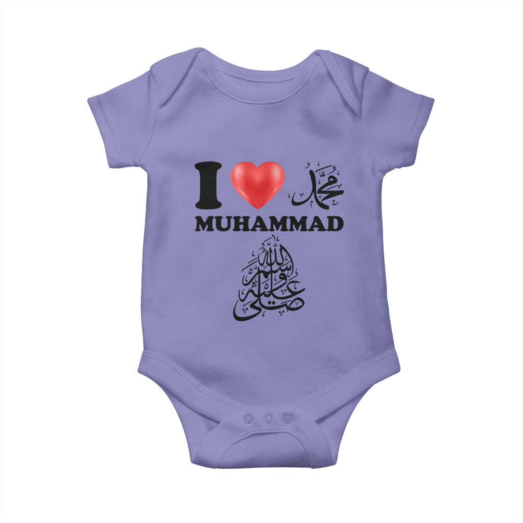 I Love Muhammad Baby Onesie Musliam Identity Faith Peace Pride Islamic Calligraphy TS02 Violet Print Your Wear