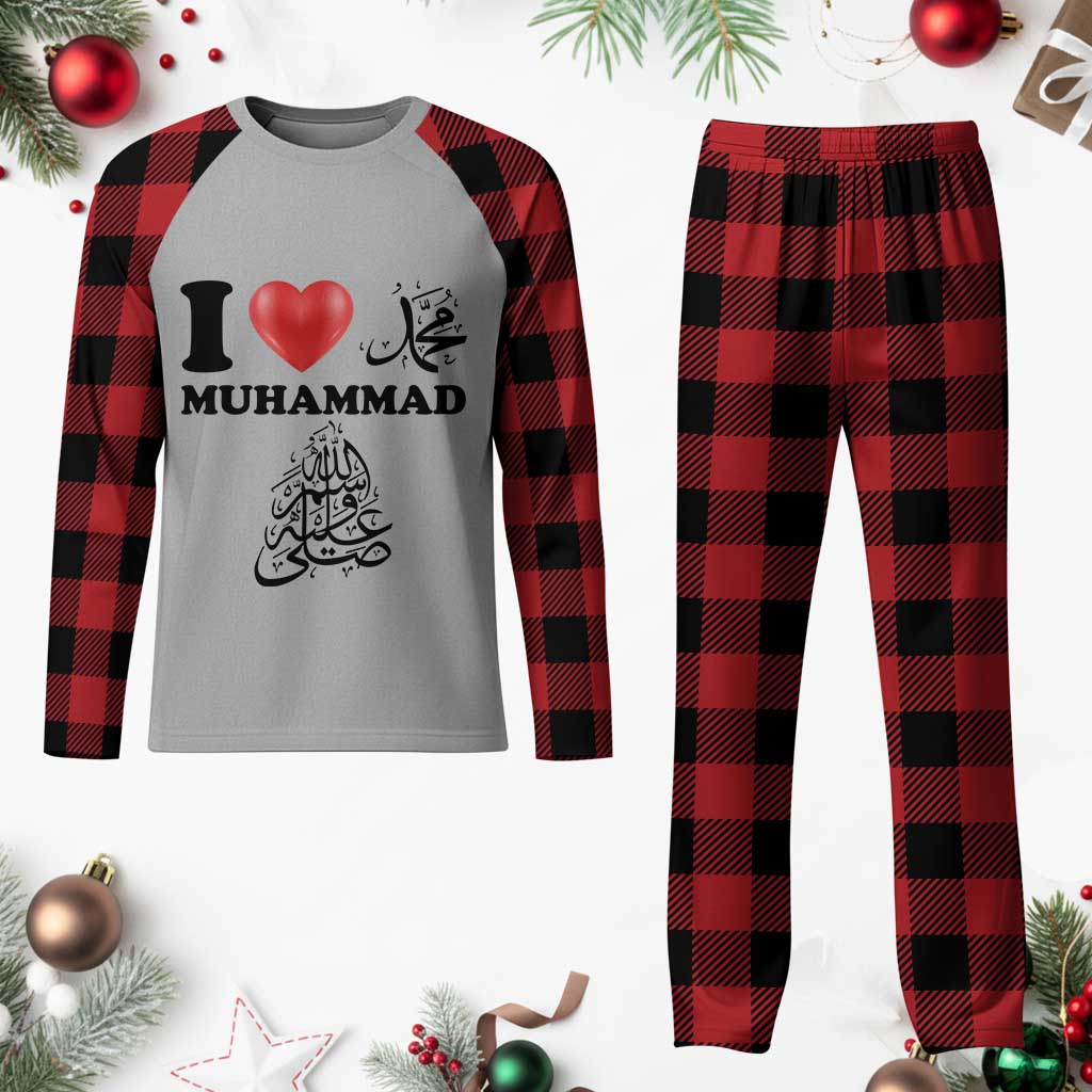 I Love Muhammad Plaid Pajama Set Musliam Identity Faith Peace Pride Islamic Calligraphy TS02 Buffalo Plaid Print Your Wear