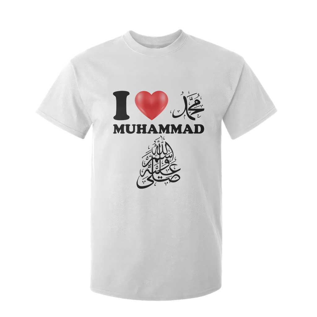 I Love Muhammad T Shirt For Kid Musliam Identity Faith Peace Pride Islamic Calligraphy TS02 White Print Your Wear