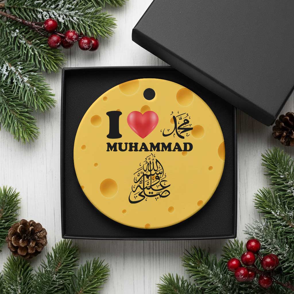 I Love Muhammad Ceramic Ornament Musliam Identity Faith Peace Pride Islamic Calligraphy TS02 1pc Yellow Cheese Print Your Wear