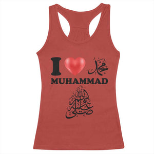 I Love Muhammad Racerback Tank Top Musliam Identity Faith Peace Pride Islamic Calligraphy TS02 Red Print Your Wear