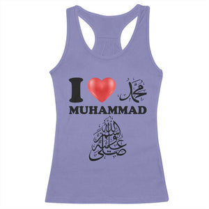 I Love Muhammad Racerback Tank Top Musliam Identity Faith Peace Pride Islamic Calligraphy TS02 Violet Print Your Wear