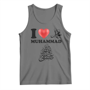I Love Muhammad Tank Top Musliam Identity Faith Peace Pride Islamic Calligraphy TS02 Black Heather Print Your Wear