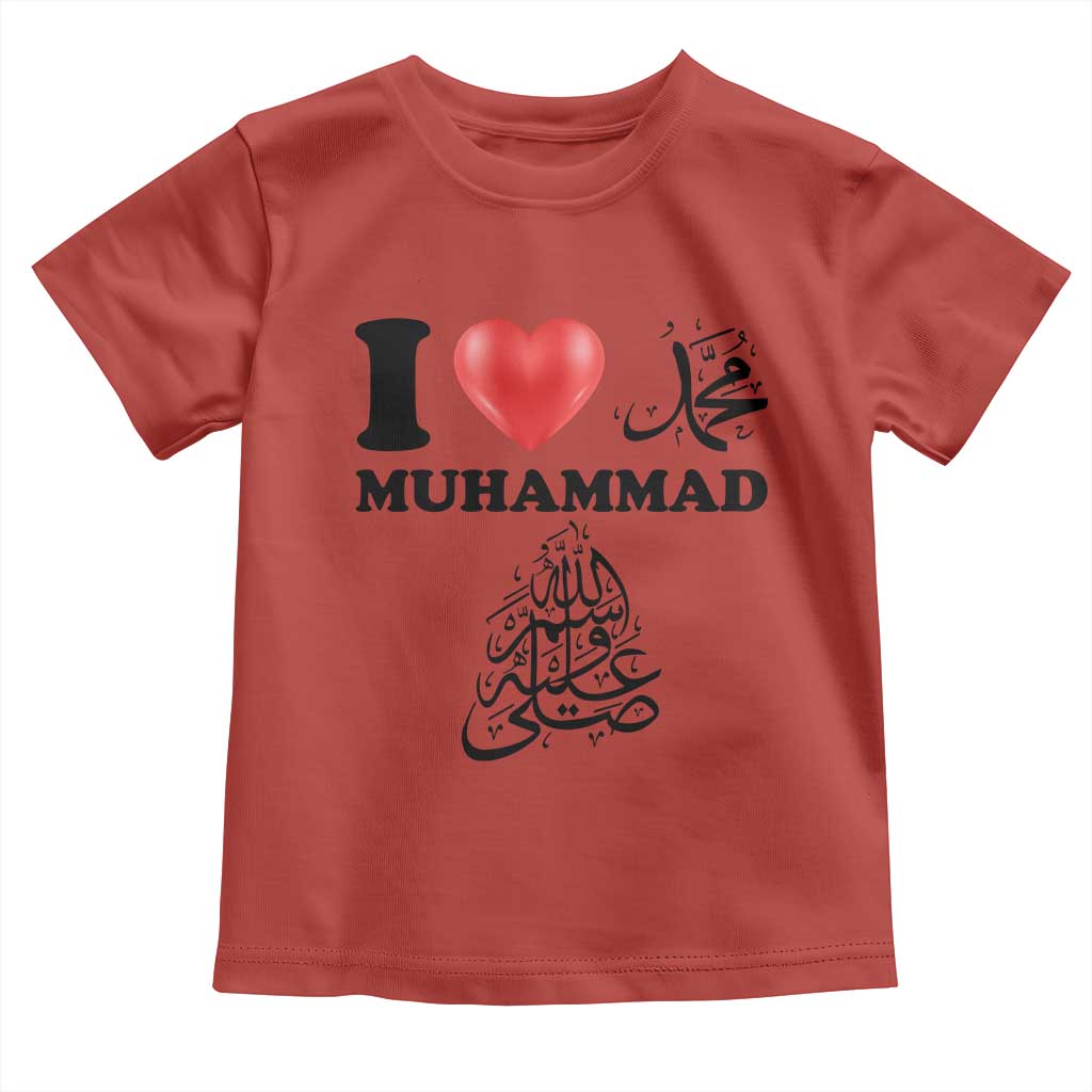 I Love Muhammad Toddler T Shirt Musliam Identity Faith Peace Pride Islamic Calligraphy TS02 Red Print Your Wear