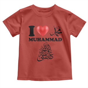 I Love Muhammad Toddler T Shirt Musliam Identity Faith Peace Pride Islamic Calligraphy TS02 Red Print Your Wear