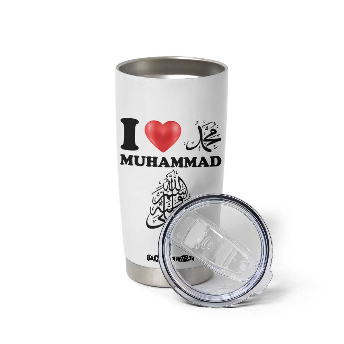 I Love Muhammad Tumbler Cup Musliam Identity Faith Peace Pride Islamic Calligraphy TS02 Print Your Wear