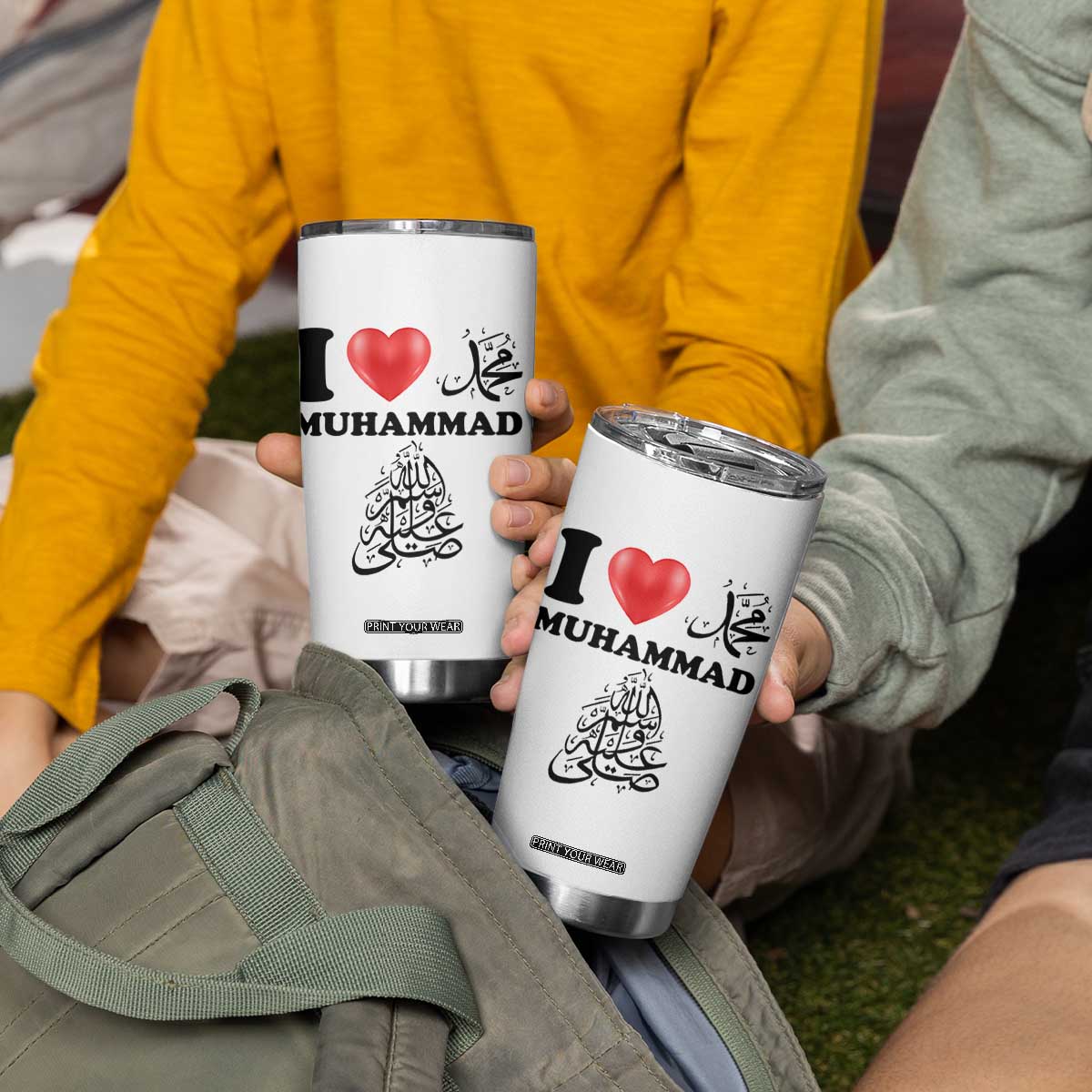 I Love Muhammad Tumbler Cup Musliam Identity Faith Peace Pride Islamic Calligraphy TS02 Print Your Wear