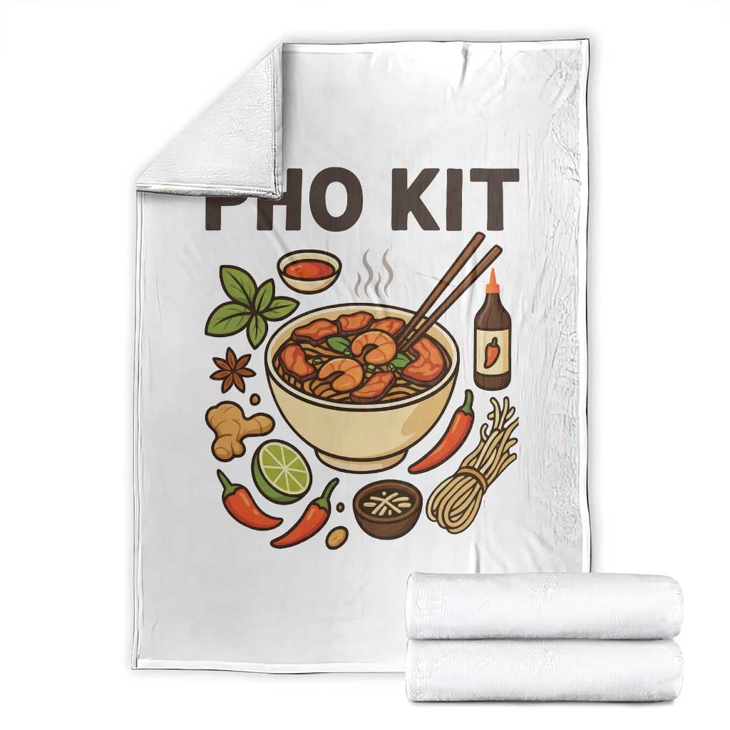 Funny Pho Kit Vietnamese Noodle Pun Throw Blanket Ramen Pho Lovers Hilarious Foodie Graphic TS02 White Print Your Wear