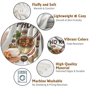 Funny Pho Kit Vietnamese Noodle Pun Throw Blanket Ramen Pho Lovers Hilarious Foodie Graphic TS02 Print Your Wear
