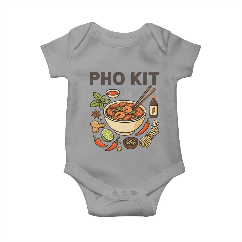 Funny Pho Kit Vietnamese Noodle Pun Baby Onesie Ramen Pho Lovers Hilarious Foodie Graphic TS02 Sport Gray Print Your Wear