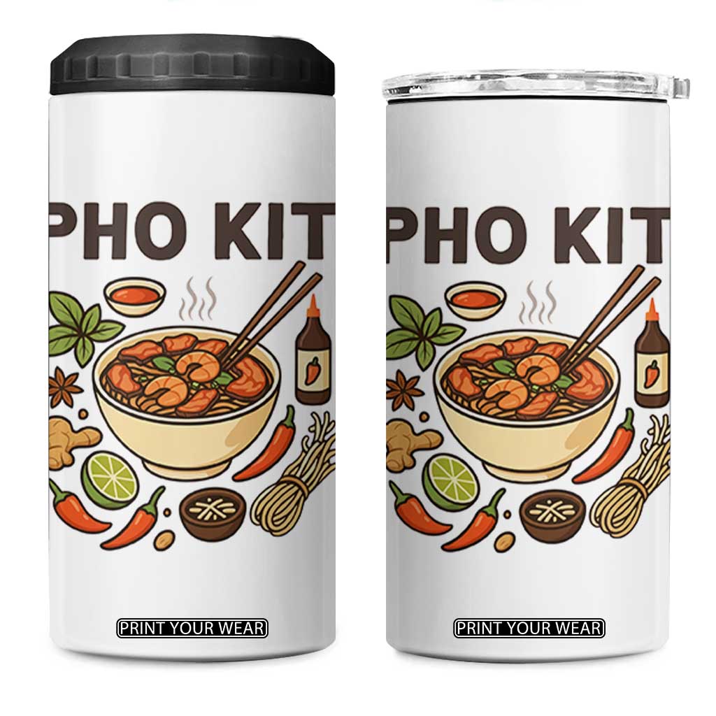 Funny Pho Kit Vietnamese Noodle Pun 4 in 1 Can Cooler Tumbler Ramen Pho Lovers Hilarious Foodie Graphic TS02 One Size: 16 oz White Print Your Wear