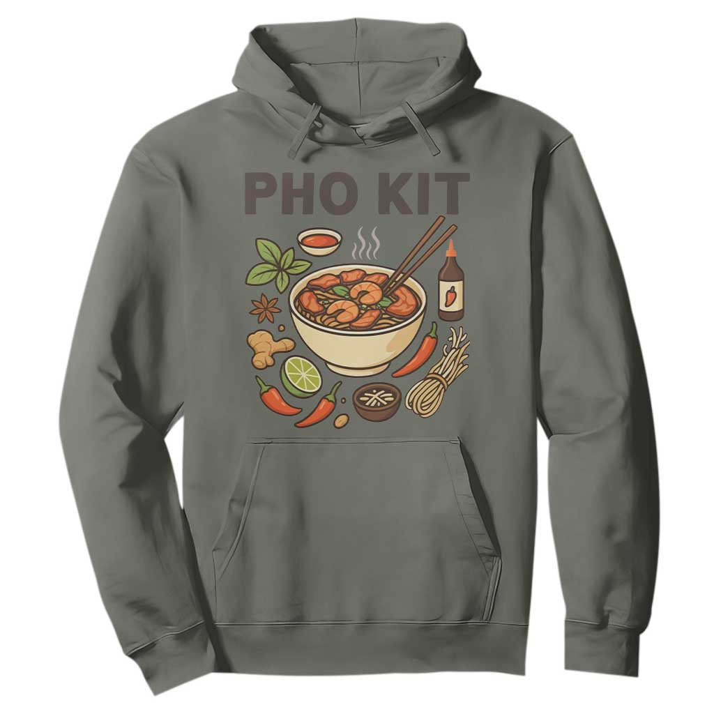 Funny Pho Kit Vietnamese Noodle Pun Hoodie Ramen Pho Lovers Hilarious Foodie Graphic TS02 Military Green Print Your Wear
