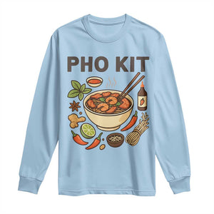 Funny Pho Kit Vietnamese Noodle Pun Long Sleeve Shirt Ramen Pho Lovers Hilarious Foodie Graphic TS02 Light Blue Print Your Wear