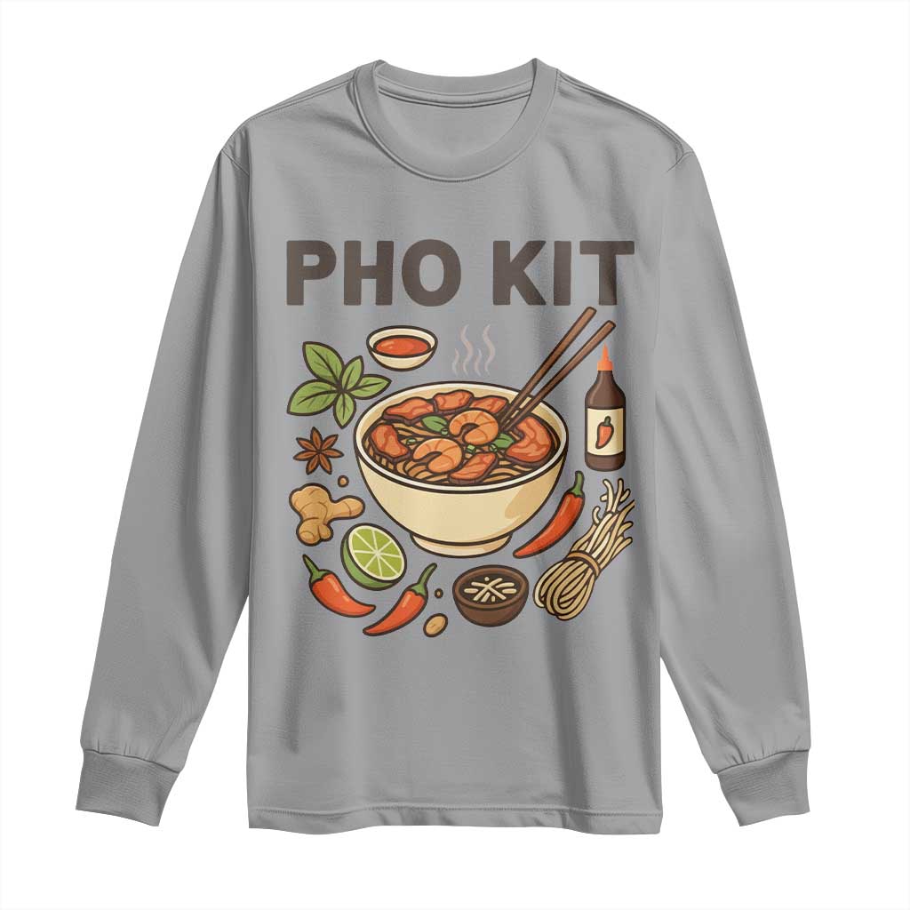 Funny Pho Kit Vietnamese Noodle Pun Long Sleeve Shirt Ramen Pho Lovers Hilarious Foodie Graphic TS02 Sport Gray Print Your Wear