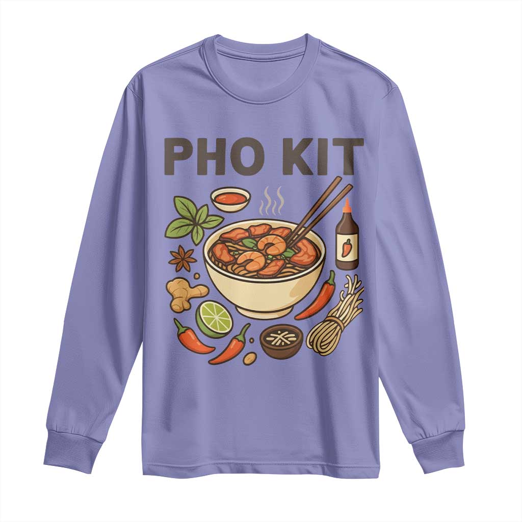 Funny Pho Kit Vietnamese Noodle Pun Long Sleeve Shirt Ramen Pho Lovers Hilarious Foodie Graphic TS02 Violet Print Your Wear