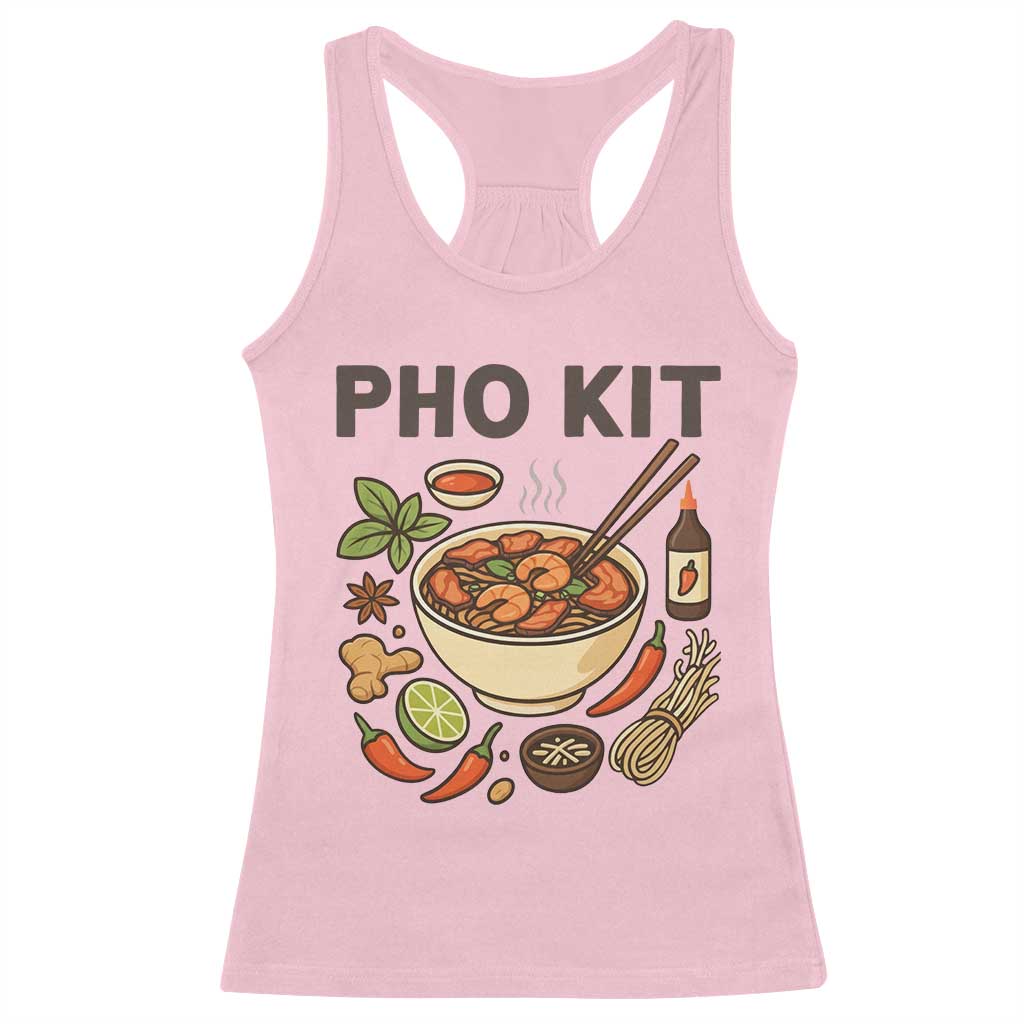 Funny Pho Kit Vietnamese Noodle Pun Racerback Tank Top Ramen Pho Lovers Hilarious Foodie Graphic TS02 Light Pink Print Your Wear