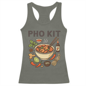 Funny Pho Kit Vietnamese Noodle Pun Racerback Tank Top Ramen Pho Lovers Hilarious Foodie Graphic TS02 Military Green Print Your Wear