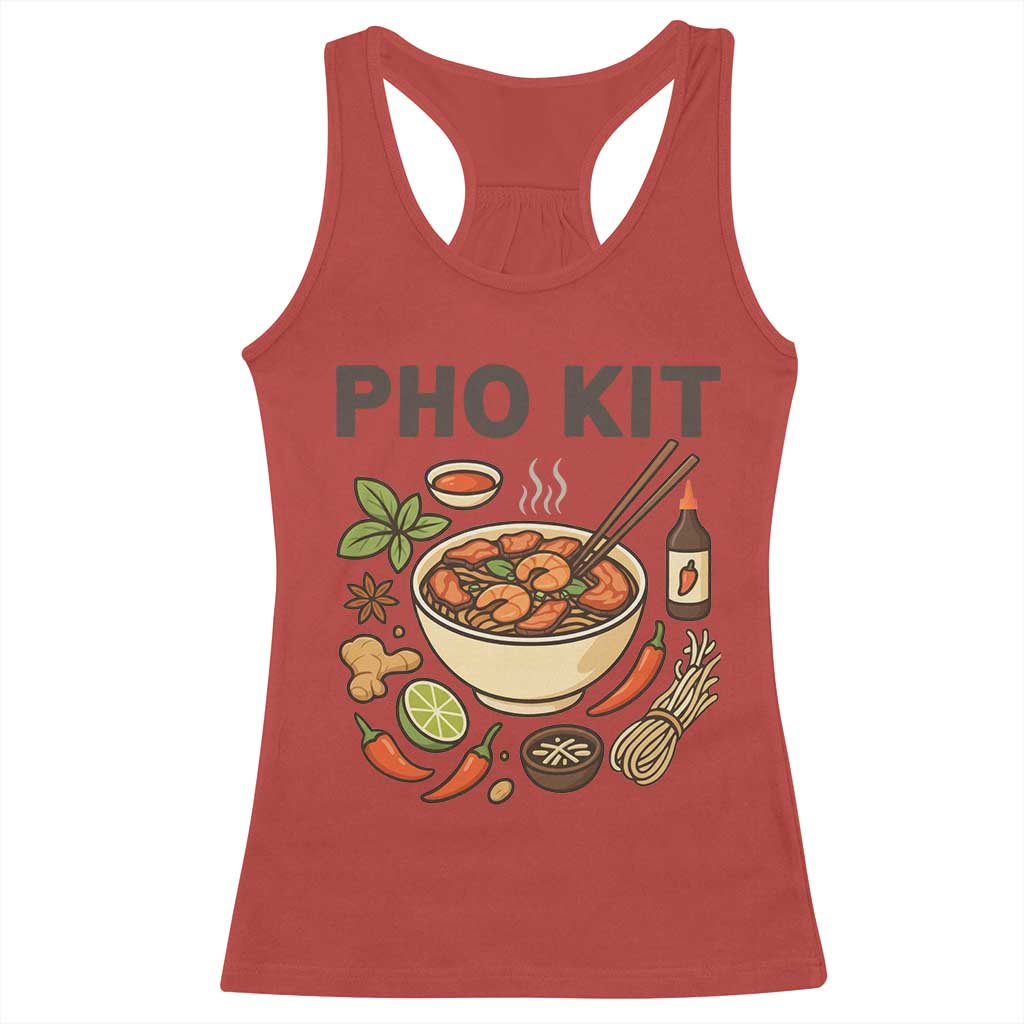 Funny Pho Kit Vietnamese Noodle Pun Racerback Tank Top Ramen Pho Lovers Hilarious Foodie Graphic TS02 Red Print Your Wear