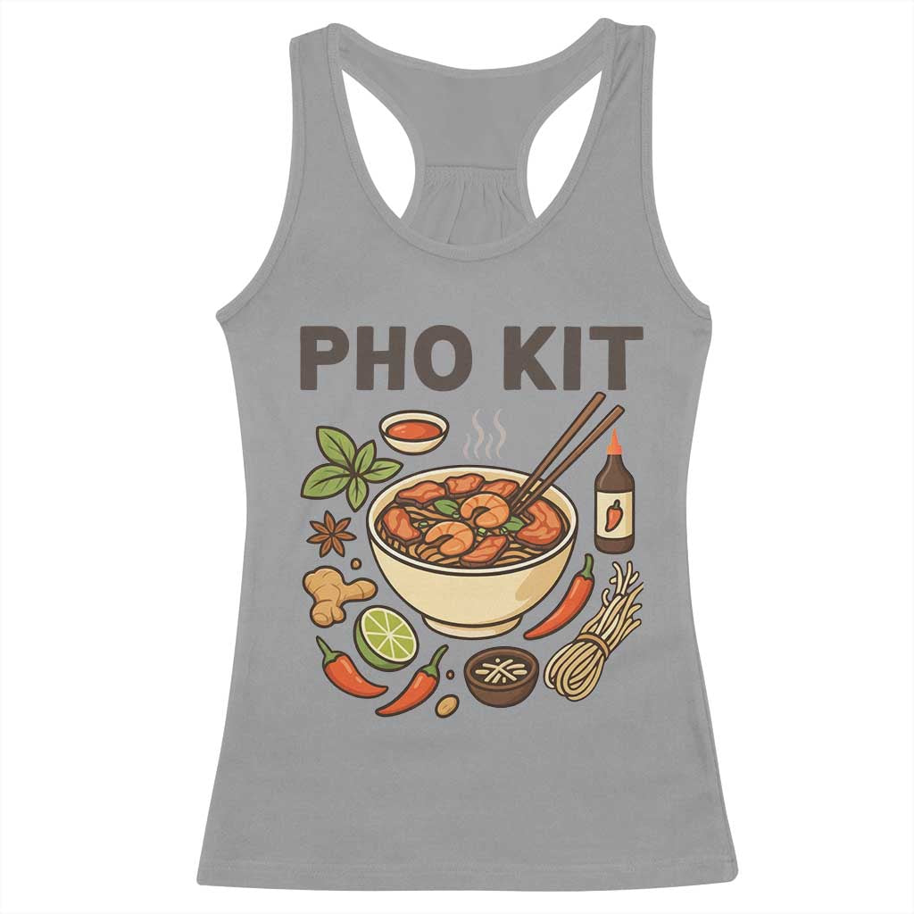 Funny Pho Kit Vietnamese Noodle Pun Racerback Tank Top Ramen Pho Lovers Hilarious Foodie Graphic TS02 Sport Gray Print Your Wear