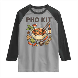 Funny Pho Kit Vietnamese Noodle Pun Raglan Shirt Ramen Pho Lovers Hilarious Foodie Graphic TS02 Sport Gray Black Print Your Wear
