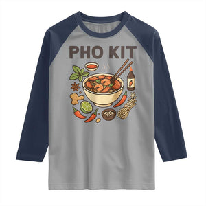 Funny Pho Kit Vietnamese Noodle Pun Raglan Shirt Ramen Pho Lovers Hilarious Foodie Graphic TS02 Sport Gray Navy Print Your Wear