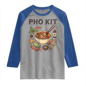 Funny Pho Kit Vietnamese Noodle Pun Raglan Shirt Ramen Pho Lovers Hilarious Foodie Graphic TS02 Sport Gray Royal Print Your Wear