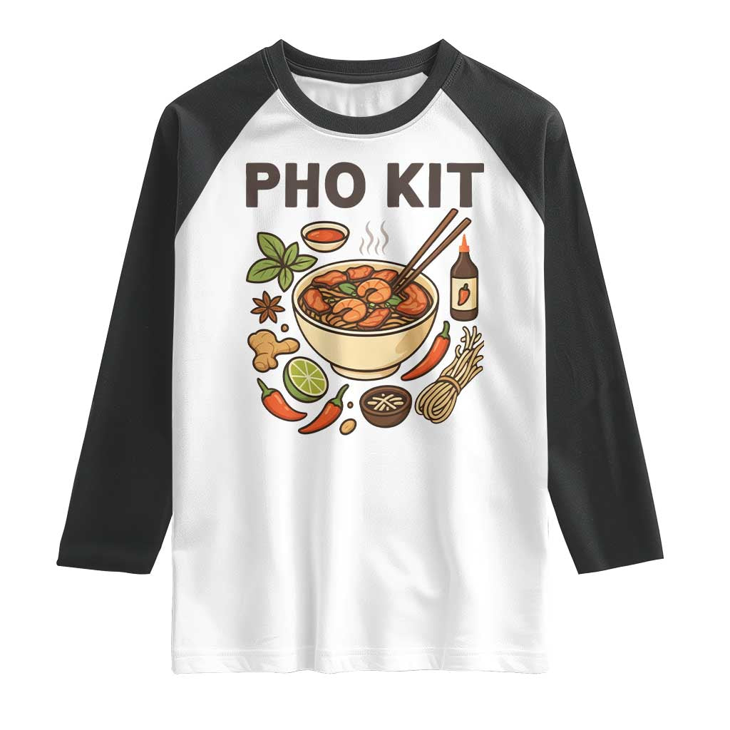 Funny Pho Kit Vietnamese Noodle Pun Raglan Shirt Ramen Pho Lovers Hilarious Foodie Graphic TS02 White Black Print Your Wear