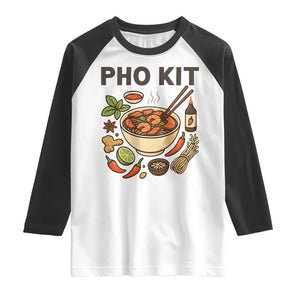 Funny Pho Kit Vietnamese Noodle Pun Raglan Shirt Ramen Pho Lovers Hilarious Foodie Graphic TS02 White Black Print Your Wear