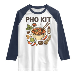 Funny Pho Kit Vietnamese Noodle Pun Raglan Shirt Ramen Pho Lovers Hilarious Foodie Graphic TS02 White Navy Print Your Wear