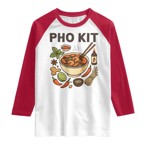 Funny Pho Kit Vietnamese Noodle Pun Raglan Shirt Ramen Pho Lovers Hilarious Foodie Graphic TS02 White Red Print Your Wear