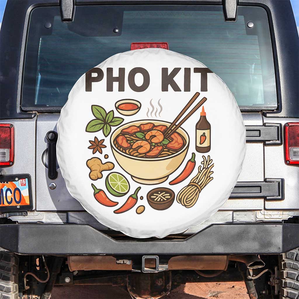 Funny Pho Kit Vietnamese Noodle Pun Spare Tire Cover Ramen Pho Lovers Hilarious Foodie Graphic TS02 No hole White Print Your Wear
