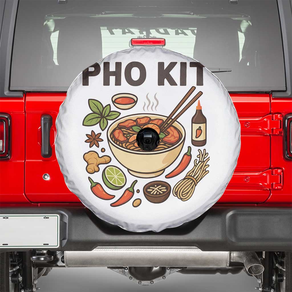 Funny Pho Kit Vietnamese Noodle Pun Spare Tire Cover Ramen Pho Lovers Hilarious Foodie Graphic TS02 White Print Your Wear