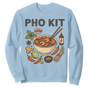 Funny Pho Kit Vietnamese Noodle Pun Sweatshirt Ramen Pho Lovers Hilarious Foodie Graphic TS02 Light Blue Print Your Wear