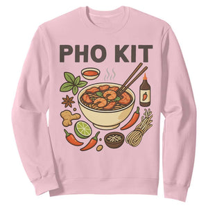 Funny Pho Kit Vietnamese Noodle Pun Sweatshirt Ramen Pho Lovers Hilarious Foodie Graphic TS02 Light Pink Print Your Wear