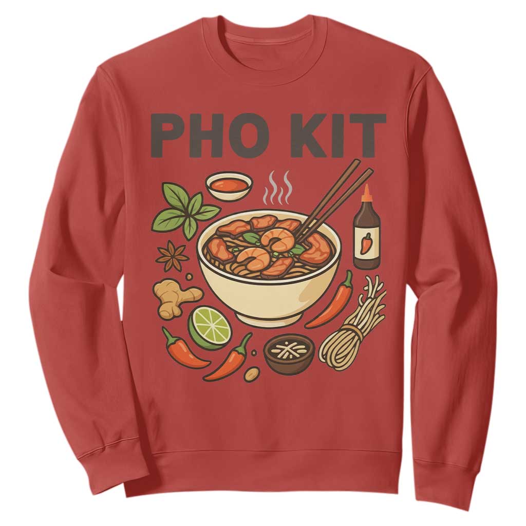 Funny Pho Kit Vietnamese Noodle Pun Sweatshirt Ramen Pho Lovers Hilarious Foodie Graphic TS02 Red Print Your Wear