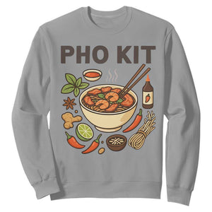 Funny Pho Kit Vietnamese Noodle Pun Sweatshirt Ramen Pho Lovers Hilarious Foodie Graphic TS02 Sport Gray Print Your Wear